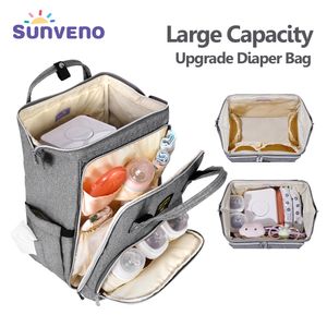 Сумки для подгузников Sunveno Стильное обновление для подгузника в рюкзак многофункциональный рюкзак рюкзак для беременных смены 20 л. Большая мощность 230217