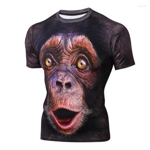 Homens camisetas Engraçado Homens Camisa 3D Impressão Digital Macaco 2023 Verão Moda Respirável Secagem Rápida O-Collar Roupas Oversized Tops