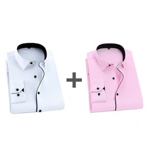 Camicie eleganti da uomo Camicia da uomo Moda Causale Maniche lunghe Maschile Social Business Marchio Comfort Soft Weeding Party Regalo bianco 230216