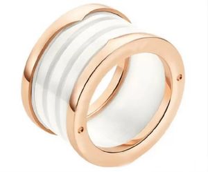 mode titan stål kärleksring silver rosé guld ring för älskare vit svart Keramisk parring För present