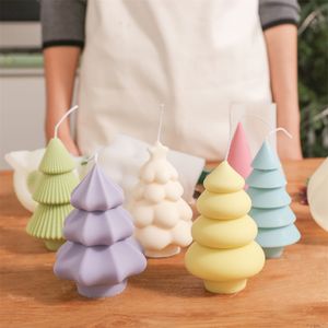 Candles 3D Christmas Tree Silicone Mold Handmade Scented Candle Mould Resin Making Crafts Home Decorations 230217