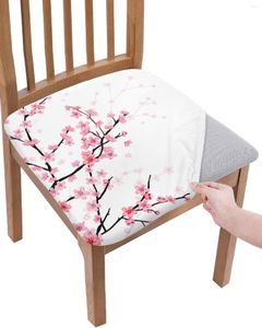 椅子カバースプリングピンクの花の桜の花の白い弾性シートカバースリップカバーダイニングルームプロテクターストレッチ