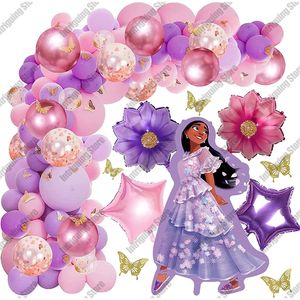 Posate usa e getta 120pcs encanto Isabella Balloons Arch Garland Kit Feste di compleanno Fiories Flower Flower 3D Adesivi per farfalla per ragazze 230216