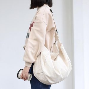 Evening Bags Drop Students Canvas Schoolbag Casual Forest Art Shoulder Bag Ins Solid Color Zipper Messenger Female Shopping