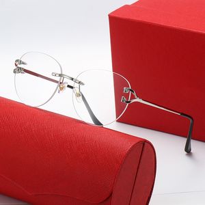 Weiße Designer-Sonnenbrille für Männer, Carti-Brille, Leopardenkopf-Sonnenbrille, Anti-Blaulicht-UV-Linsenbeschichtung, Metallrahmen, anpassbare verschreibungspflichtige Brillen, mit Box