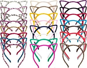 Cat Ear Develds Figuredized Ribbon Metal Velvet Haoops Women Girls Sweet Headpiece Christmain Halloween Cosplay Animal Tiaras