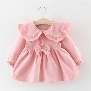 Flickaklänningar 2023 Autumn Baby Girls Dress Long Sleeve Princess för kläder 0-2 Years Spädbarn Toddler Kläder Vestidos