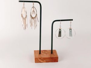 Smyckespåsar Fashion Solid Wood Metal Stick Earrings Display Holder Stand Smycken