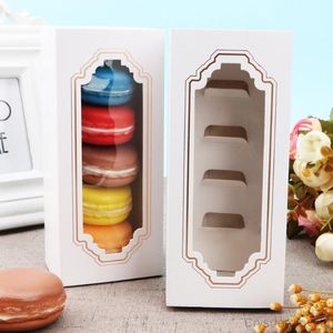 Papierowy pudełko papierowe z opakowaniem z pakowaniem okien Macaroon Desser Transparent Packaging Boxgift