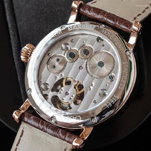 Relógio de designer Relógios de pulso Sugess Tourbillon Seagull's Wrist Watches Hand Wind Wind Lunhurwatch Watch Crocodile Strap Gift Hwuy