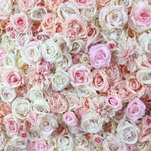 Flores decorativas SPR de alta qualidade 3D Rose peônia parede de flores de rosa com joias Arranjo de festas de cenário de casamento