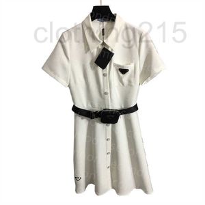 Casual Dresses Designer Women Short Sleeve Dress Triangle Badge Style Pleated kjolar Spring Summer Breattable kjol M89C