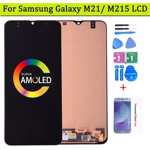 Super AMOLED för Samsung Galaxy M21 M215 LCD -skärm med pekskärm digitizer -montering för Samsung M215F/DS LCD