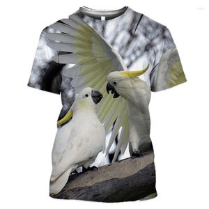 Camisetas masculinas Summer Grey Parrot 3D Bird Bird Funny Animal Design Men e Women's Children's T-shirt Breathable