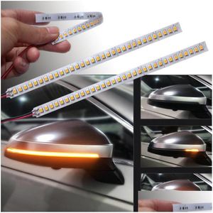 Dekorativa lampor 28/32 LED -varning Remsa band Signalklistermärken Dynamisk sekventiell sidspegel Turning Flashing Indicator Amber Interior DHBSD