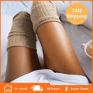 Sports Socks Women's Stockings Gaiters Striped Long Winter High Warm Over Knee Soft Wool Stocking