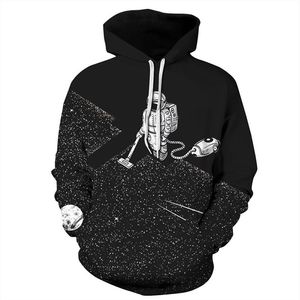 Reiniging robot hoodies voor mannen kleding unisex lange mouw Vetements Hoodie sweatshirt ontwerper 3D Galaxy grappige afdruk Spacewalk PU312Z