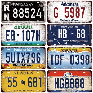 Car License Plate Metal Tin Sign Vintage Car Number Metal Plaque Poster Motor Bar Club Wall Garage Wall Decoration Licenses Plate Metal Sign Man Cave Decor 30X15CM w01