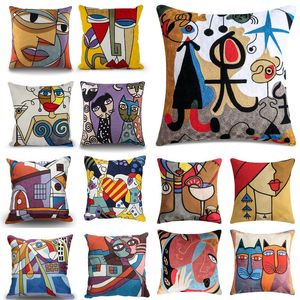 Travesseiro/capas S decorativas caso abstrato Picasso Decor linho algodão almofadas para sofá carro bordado fronha