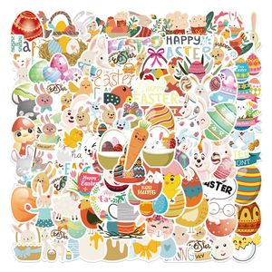 100pcs Śliczne naklejki wielkanocne kawaii kreskówka śmieszne króliczne jaja kalkomanie zwierzęcy dla dzieci butelki z pamiątkami laptopa scrapbooking motocykla motocyklowy naklejka