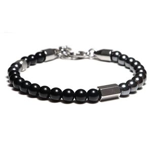 Pulseiras de link Diftone 2023 Men Bracelete de pedra Braclet de aço inoxidável ajustável Hematita de tigre natural Hematita Brasileira Homme