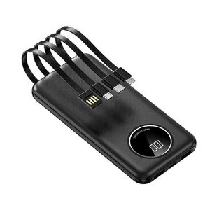 Handy-Powerbanks 20000 mAh Power Bank Eingebautes Kabel Tragbares Ladegerät Externer Akku für iPhone 14 13 12 11 Huawei Powerbank J230217