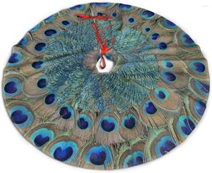 Christmas Decorations Tree Skirt Peacock Feather Meditation Boho Mandala Xmas Holiday Party Supplies Large Mat Decor For Home Ornaments