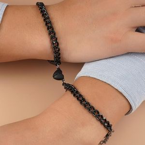 Bangle Jwer rostfritt stål mode romantisk hjärtslag magnetiska armband för par personlighet kärlekskedja smycken