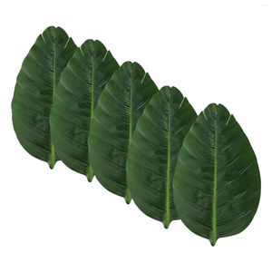 Decorative Flowers Leaf Leaves Placemats Coasters Tropical Party Green Palm Cup Table Mats Mat Placemat Decoration Luau Hawaii Faux