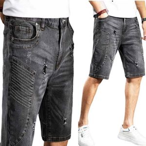 Men's Jeans Summer Denim Shorts Male Men Trendy Jogger Ankle Harem Stretch Pants Men's Ripped Wave Trousers