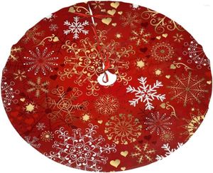 Christmas Decorations Snowflakes Red Tree Skirt 30/36/48 Inches Large Xmas Mat Traditional Ornaments Holiday Party Decoration