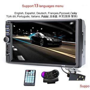 Car Audio 7018b 2 Din Radio Bluetooth 7 Touch Sn Stereo FM O Mp5 Player SD SD Camera 12V HD1 Drop Dralling Mopiles Motoryc DHC5H