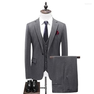 Herrenanzüge, Anzug für Herren, 3-teiliges Set, Business-Streifen, Herren-Blazer, große Größe, Boutique, schmal, High-End, formelle Passform, Party, Hochzeit, Smoking