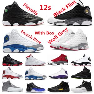Playoffs Wolf Grey Black Flint Flint Mens Basketball Shoes 12 Dark Concord University Gold Reverse Taxi Game Gamma Blue Royal Twist Pe Og 12s 13 13s 11 11s Sneakers
