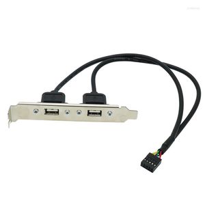 Computer Cables Black 2 Port USB 2.0 Moderkort bakpanelens expansionsfäste till IDC 9 -stiftkabelvärdadapter
