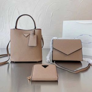 Excellent Value Totes PRAbag Three Pieces Combination Set Tote Bag Triangle Designers Bag Leather Luxurys Handbag With Crossbody Bags Wallet Purse 221125