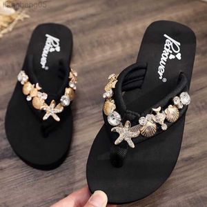 Slipper Children Beach Flip Flops Summer Outdoor Slippers Sandaler Förälder-Child Fashion Metal Decoration tofflor Girl Footwear SH273 W0217