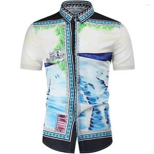 Mäns casual skjortor designer kläder hawaiian skjorta män camisa maskulina 2023 sommar blommig tryck kort ärmstrand hane