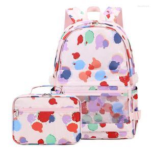 Borse da scuola Zaino femminile Bambina bambino 2 pezzi/set Nylon impermeabile per bambini per adolescenti Zaino da viaggio colorato Studente