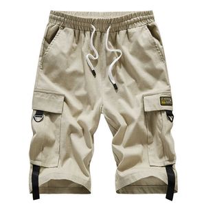 Pantaloncini da uomo Pantaloncini da uomo di grandi dimensioni Streetwear Nero 2022 Pantaloni da taschino laterali in cotone estivo Pantaloni da uomo elastici in vita Pantaloncini cargo casual da uomo Z0216