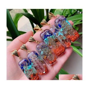 H￤nghalsband Reiki Healing Colorf Chips Stone Natural Chakra Orgone Energy Halsband Pendum Amet Orgonite Crystal Sexyhanz Drop Dh2y4