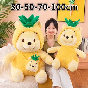 Novo influenciador Pineapple Puff Pooh Pluxh Toy 30 cm Chap￩u remov￭vel Teddy Bear Dolls O melhor presente para crian￧as LT0017