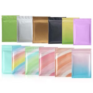 Glossy Rainbow Packaging Bags Flat Aluminum Foil Zipper lock Packaging Bags Reclosable Snack Ground Coffee Powder Shampoo Xmas Gift Pouches