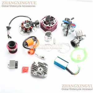 Engine Assembly 70Cc Cylinder Kit Head Carburetor Air Filter Coil Cdi For Jog 50 Minarelli 1E40Qmb 47Mm/10Mm1 Drop Delivery Mobiles Dh5Ie