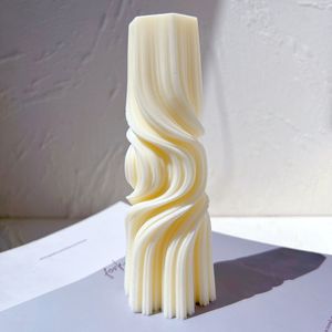 Ljus Roman Pillar Swirl Candle Silicone Molds Wave Twirl Taper Spiral Mold Geometric Abstract Decorative Wavy Wax Mold 230217