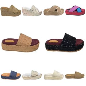 Slipper 2023 Women Angelina Platforma Slajd moda gęste dolne sandały jacquard dżins haftowane płócien