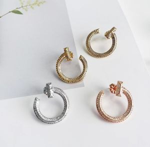 18k guldpläterad 925 silver charm örhängen lyx varumärkesdesigners brev stud geometriska berömda kvinnor runda kristall strass pärla örhänge bröllop fest juveler