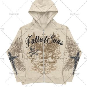 Womens Hoodies Sweatshirts Retro American Fashion Medieval Print Zip Hoodie Women Casual Loose Warm Fall Streetwear Y2K Style Top Harajuku Jacket 230216