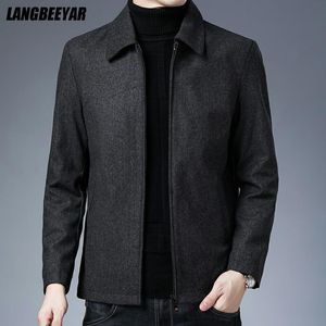 Męskie kurtki Wysokiej jakości marka swobodna moda Lapel Autumn Winter Coat Men Clothing Kurtka