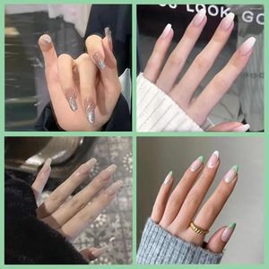 Falsche Nägel 24 Teile/schachtel Sexy Weiß Selbstklebende Abnehmbare Fertige Fingernägel Tragbare Gefälschte Für Nail art Dekoration